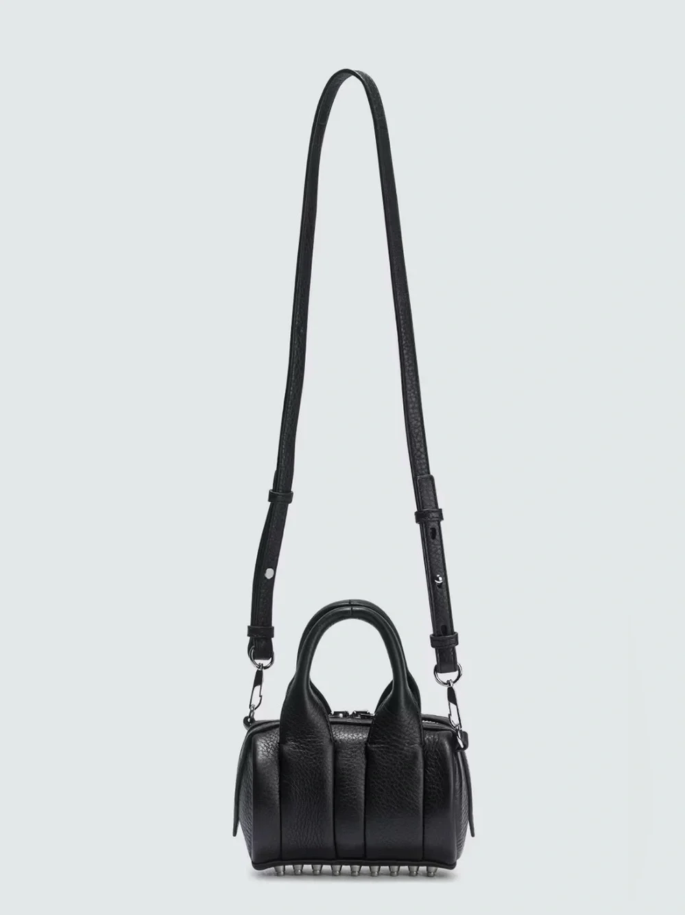 Alexander Wang Baby Mini Rockie Silver Studded 2 Way Black Leather Shoulder Bag